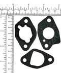 Gaskets for P19 Carburetor Kit With Built In Fuel Tap For Predator 212 and Honda GX Engines next to ruler for scale