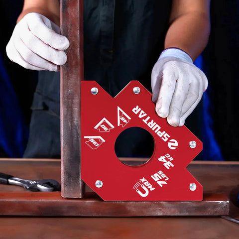 Spurtar welding magnets, red 75 lb heavy-duty magnetic clamp with 45/90/135-degree notches and center hole