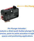 Image of 12 Pack Micro Limit Switch With Pin Plunger Actuator SPDT for precise actuation in tight spaces.