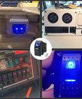Waterproof Horn Button Rocker Switch Toggle With Blue LED Light For Automotive Marine RVs Trucks Cars Boats 12V 20A DC And 24V 10A DC SPST 5 Pin Momentary On Off IP67 Rating Ready For 4x4 SUV ATV UTV Car Accessories installed in vehicle panels