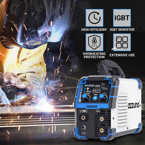 135 Amp Multi Process Welder for Mig Tig Stick with 110V Power, Flux Core Inverter showcased during welding operation