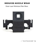 Fibreheart PPA CF Core Black 25 Percent Carbon Fiber Core Concentrated 3D Printer Filament component, showcasing reduced nozzle wear.