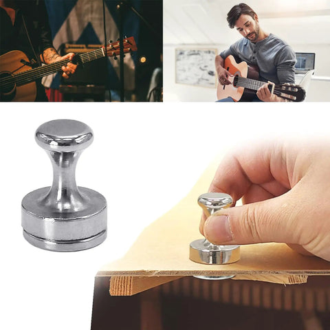 Acoustic Guitar Panel Repair Magnet With Handle For Cracked Panel Fixes shown in hand usage scenario