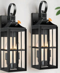 Bdrofn 2 Pack 19" Large Outside Modern Wall Sconce Light Fixture Dusk to Dawn, Industrial Porch Light Wall Mount with Glass, Waterproof Farmhouse Exterior Lamp Lighting Bulbs Included