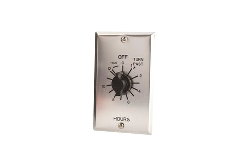 In-Wall Spring-Wound Twist Timer With A Commercial Style Metal Plate 12 Hour Auto Shutoff For Motors And Lights No-Fuss Manual Dial