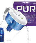 11 Cup Water Pitcher With Built In Filter For Clean Tasting Water, Dishwasher Safe, shown with packaging and filter insert