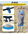Backyard Zip Line Kit 60 Or 80 Feet With Swing Seat Steel Trolley Spring Brake And Safety Gear For Kids And Adults