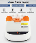 Pro Grade Optical Frame Warmer Equipped With Ceramic Hot Air System For Eyewear Frames,top view showing ceramic heating element and orange pads.