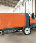 Beast Mode Portable Concrete Mixer Pump Integrated Cement Blending Unit Heavy Duty Build, side view in workshop.