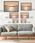 Sunset Rowing Team Canvas Print With Ocean Silhouette Minimalist Wall Art For Living Room And Office, 24x36 in black frames.