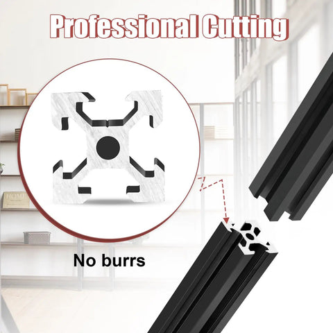 Cross-section of 4 Pieces V Slot 2020 European Standard Aluminum Extrusion Profile 400mm Black Anodized for CNC and 3D Printer