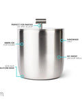 Vacuum Insulated Ice Bucket With Lid And Scoop Keeps Ice Cold For Hours For Cocktails Champagne Wine Beer Party Ready And Hosting Stainless Steel 100 Oz Capacity Double Wall No Sweat With Slip Resistant Rubber Bottom.
