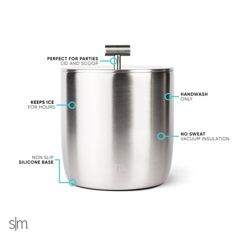 Vacuum Insulated Ice Bucket With Lid And Scoop Keeps Ice Cold For Hours For Cocktails Champagne Wine Beer Party Ready And Hosting Stainless Steel 100 Oz Capacity Double Wall No Sweat With Slip Resistant Rubber Bottom.