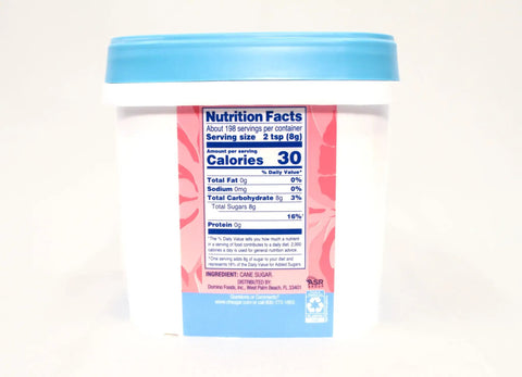 Ultrafine Granulated Baker's Sugar Two Pack 3.5 Lb tub nutrition label and blue lid