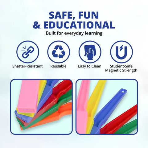 Color-Coded Magnetic Wands Set For STEM Learning, Hands-On Magnet Science Kit with 6 bright, colorful classroom wands, durable design