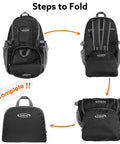 Steps to fold 40L Lightweight Packable Hiking Backpack With Wet Pocket Waterproof Daypack into compact size.