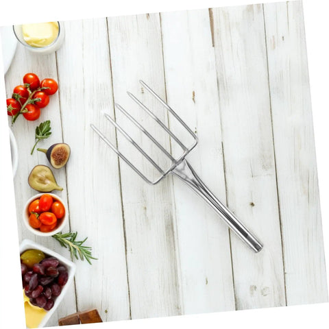 Heavy Duty Workhorse Garden Fork For Digging And Transplanting Beans Stainless Steel Hand Fork on wooden surface with vegetables