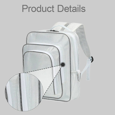Heckuva Heavy Duty Clear PVC Tool Backpack Anti Static Engineer Gear Bag Transparent Technician Rucksack Made For Cleanroom Electronics Assembly And Daily Workshop Grind with detailed zippered pockets.