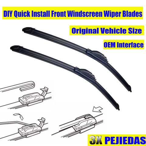 Heavy Duty Front And Rear Wiper Blades For 2002 Through 2006 Gmc Envoy 22 Inch Oem Fits Chevy Trailblazer with OEM interface.