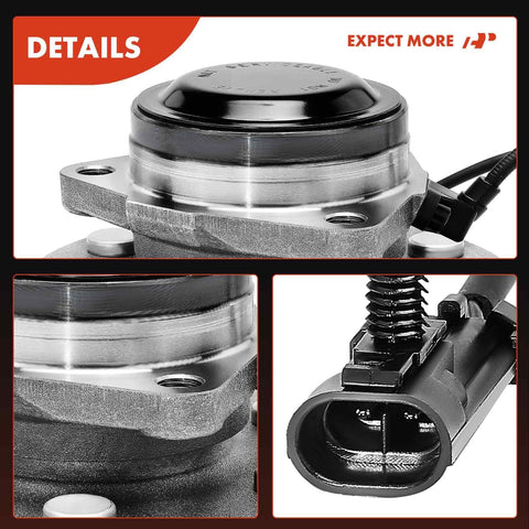 Close-up of 2 Pack Front Wheel Bearing And Hub Assembly With ABS For Chevy GMC And Cadillac 6 Lug RWD Vehicles 1999-2013