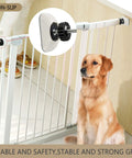 Wall Cup Protectors For Baby Gates, Pressure Mounted Safety Gate Stabilizers, Wall Damage Free, shown with a pet gate secured.