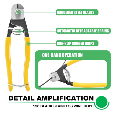 Detail of cutter tool for One Eighth Inch 400 Ft T316 Stainless Steel Railing Cable Wire Rope 7 By 7 Strands For Deck