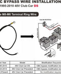 OBC Bypass Wire Installation Guide for 1995-2010 48V Club Car DS with terminal wire details.