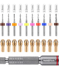 Sweet Mini Pin Vise Kit With 10 Precision Drill Bits Plus 10 Micro Chuck Collets To Totally Nail RC Repairs Wood Crafts Jewelry Making And Resin Carving Jobs Pretty Darn Slick, showcasing drill bits and collets.