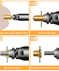 Installation steps for rivet nut using hand riveter from Rivet Nut Assortment Kit 240 Pcs Six Sizes 6-32 8-32 10-24 1/4-20 5/16-18 3/8-16 UNC Zinc Plated Carbon Steel Rivnuts For Auto DIY Repairs