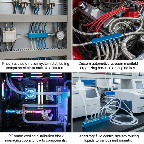 Two Way Five Port Pneumatic Manifold With G1 Quarter Ports For High Flow Air Distribution in various system applications