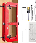 Pro Grade Aluminum Alloy Door Hinge Jig For Routers adjusting to wood panel, includes router bits and instructions