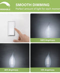 18 Pack Dimmable Candelabra LED Bulbs 40W Equivalent E12 Base CA10 Flame Tip Daylight 5000K 300 Lumens dimming display