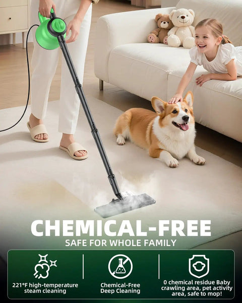 12In1 Steam Mop With Detachable Handheld Cleaner Straight Up Game Changer cleaning pet-friendly floor with steam.