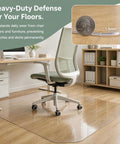 Clear PVC Rolling Chair Mat 47 By 87 Inches Flat No Curl Surface Heavy Duty Hard Floor Protector under office chair.