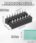 25Pcs DIP IC Socket Adapters 500V 2.54mm Pitch 16 Flat Pins For Breadboard And PCB Chip Upgrades Easy Solderless Replacement Kit