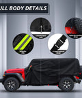 Jeep Wrangler 4 Door Cab Cover 2007-2025 JK JL All Weather Waterproof Cabin Coverage With Driver Door Zipper Windproof Straps