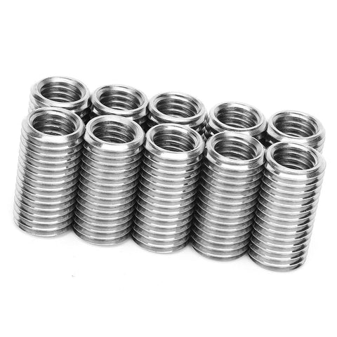Ten stainless steel thread repair sleeves, 1.75 to M16x2 reducing nut, for industrial applications