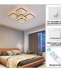 Bedroom with Five Heads Square LED Ceiling Light With Remote Dimmer And Memory Function 3000K To 6000K Dimmable.