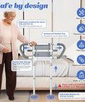 Adjustable Bed Rails For Elderly Safety Up To 400 Lb With Pocket Portable Assist Handle showing ergonomic handrail and storage