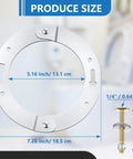 Heavy Duty Stainless Steel Toilet Flange Repair Kit With Extended Closet Bolts For PVC Cast Iron ABS dimensions shown measuring 5.16 inch and 7.28 inch.