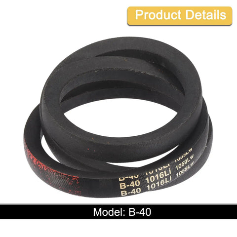 Three Pack B-40 Classic Wrapped V-Belt for Industrial Machines, 43 Inch outside circumference, black rubber drive belt