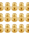 Slick Gold Brass Chicago Screws Combined With Round Head Button Studs For Rock Solid Hardware Fittings and Handymen DIY Fixes in a Sweet Fifteen Pack.