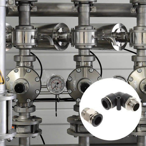 Solid 6 Pc Set Of Threaded Straight Push Fit Air Line Fittings Includes 3/4 Inch And 12mm Connectors With Impact Resistant Pu Nylon Pneumatic Couplers For Heavy Duty Industrial Air Tube Applications That Get The Job Done Fast.