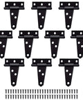 10 Pack 2 Inch Matte Black T Strap Shed Hinges For Barn Doors And Gates Heavy Duty Strap Hinges Set With 60 Screws Included