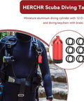 Aluminum Alloy Scuba Diving Cylinder With 12 Seal Rings Kit for Small Scuba Tanks Valve Seals, featuring portable red tank.