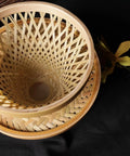 Handcrafted Bamboo Pour Over Coffee Dripper With Secure Fixed Drip Tray And Reusable Cone Filter For Smooth One To Three Cup Daily Brew Sessions Badass Vibes top view of woven bamboo design