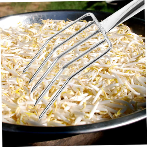 Small Stainless Steel Garden Fork for Ladies handling bean sprouts in kitchen