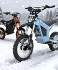 Built To Shred Mini Electric Dirt Bike With Serious 2000W Motor And High Capacity 21Ah Battery, 37Mph Top Speed, Three Fast Gear Modes, 14 By 12 Inch Off Road Tires, Weekend Warrior Ride For Teens And Adults in snow.