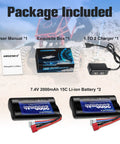 2S 7.4V 2000mAh Li Ion RC Battery With Dean Style T Plug For WLtoys 4WD High Speed RC Cars package with charger and manual