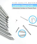 Tough As Nails 8 Oz Claw Hammer Kit Including 376 Precision Cut Steel Nails Built For Hassle Free Picture Hanging Interior Decorating And Weekend DIY Fixes Anywhere. Close-up of assorted galvanized carbon steel nails.